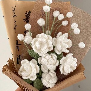 ジャスミンの花のかぎ針編みパターン。デジタルPDF。フラワーブーケ、ウェディング、DIYクラフト。