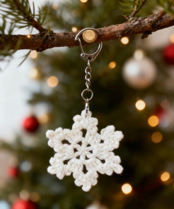 クリスマス スノーフレーク キーホルダー キーチャーム かぎ針編み