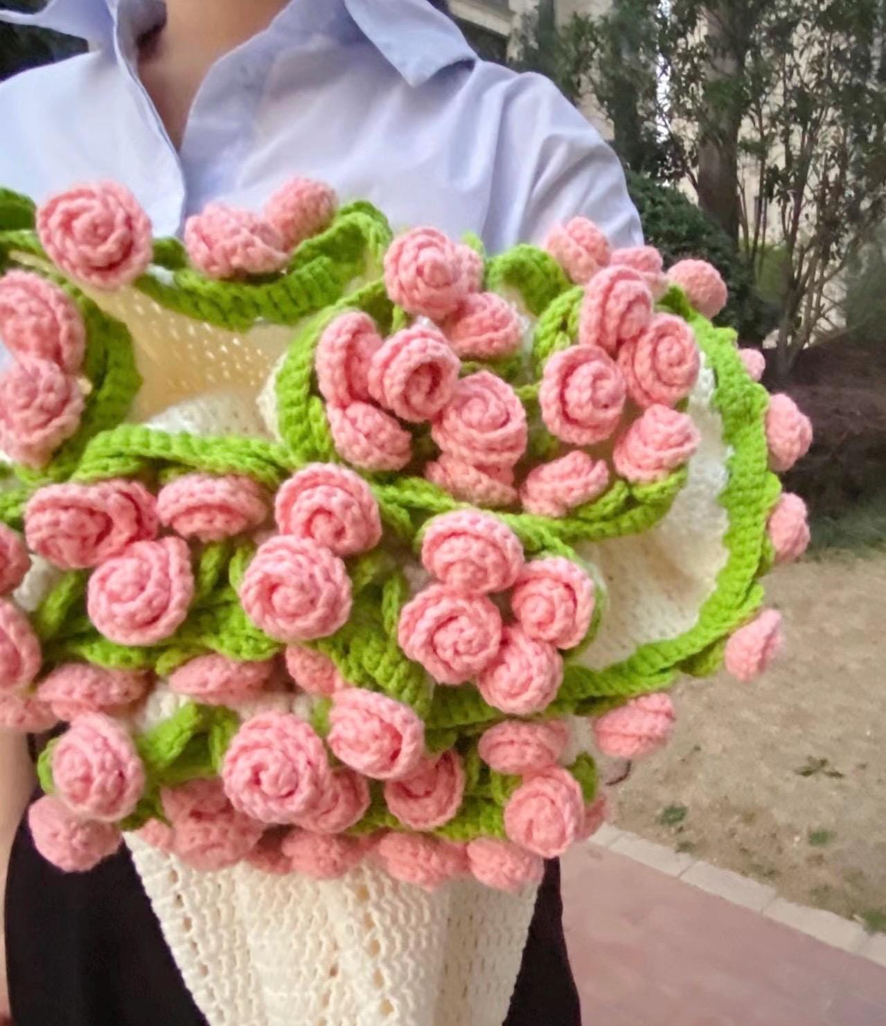 話題のバラの花柄ブランケットかぎ針編みパターン – バレンタイン 