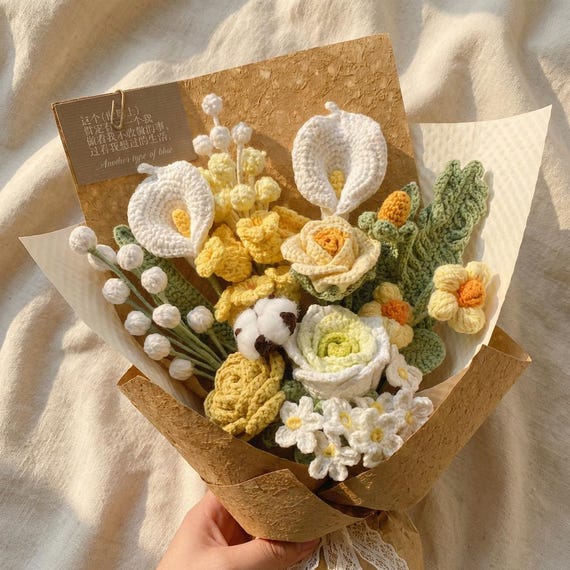 Crochet Flower Bouquet Pattern P - 11 in 1 crochet mothers gift Intermediate Beginners - Easy, Step-by-Step Instructions, Printable PDF