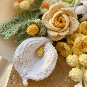 Bouquet de fleurs au crochet, motif P - Cadeau pour maman au crochet 11 en 1 Débutant intermédiaire - Instructions faciles, étape par étape, PDF imprimable image 2