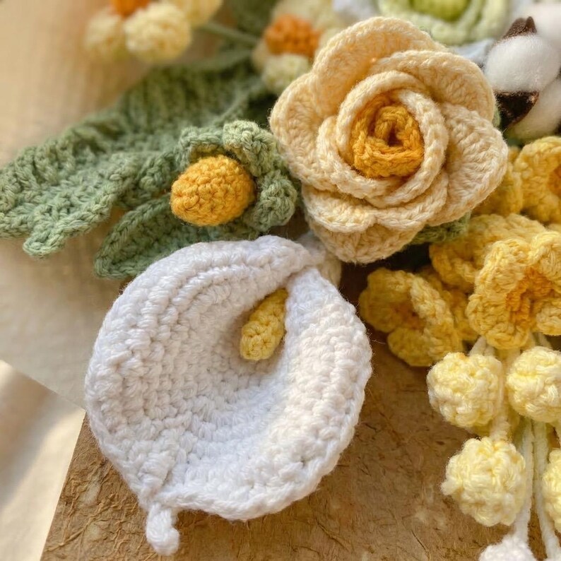 Bouquet de fleurs au crochet, motif P - Cadeau pour maman au crochet 11 en 1 Débutant intermédiaire - Instructions faciles, étape par étape, PDF imprimable image 2