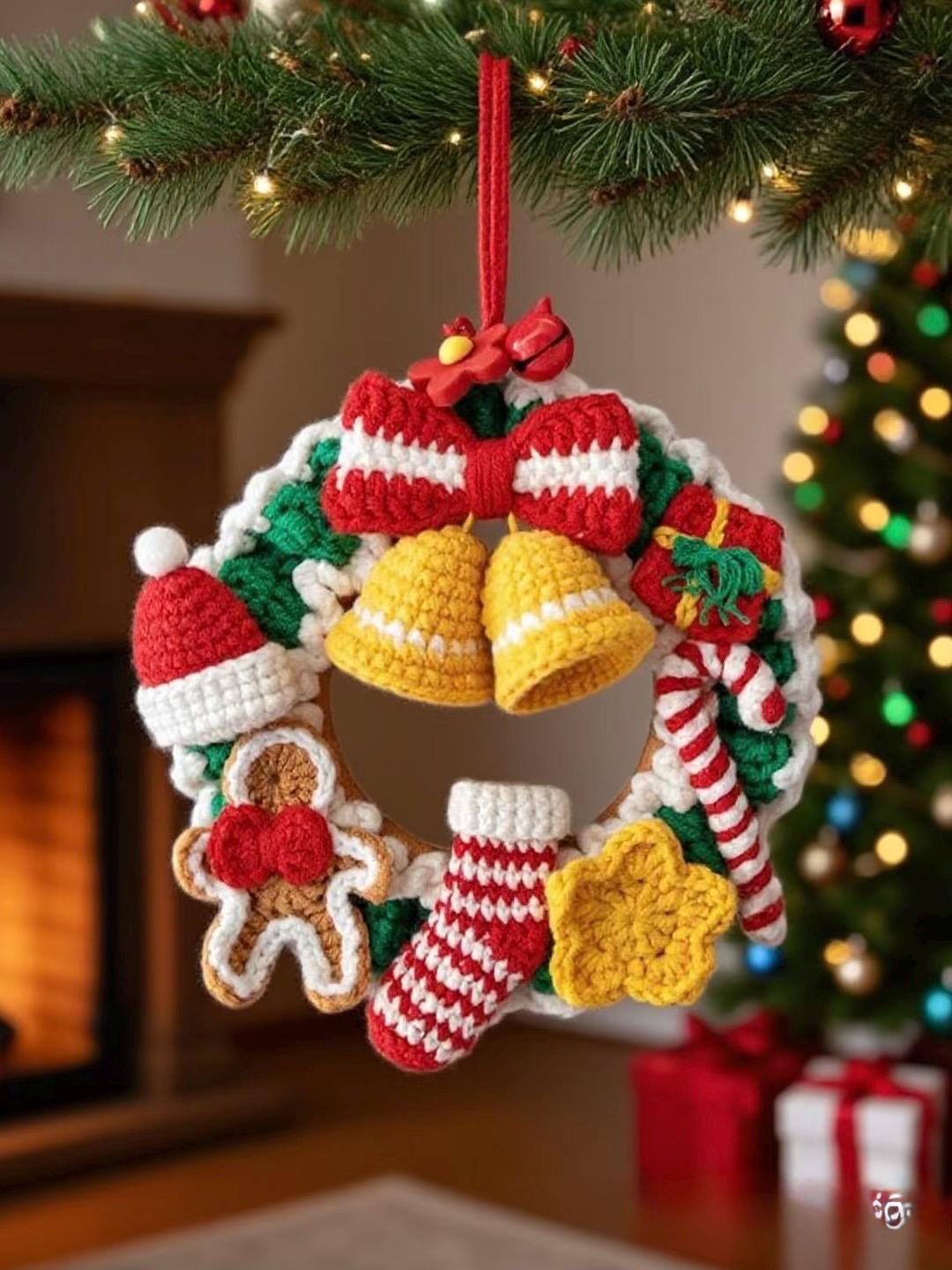 Christmas Wreath and Ornaments Crochet PATTERN, 15 in 1 Candle