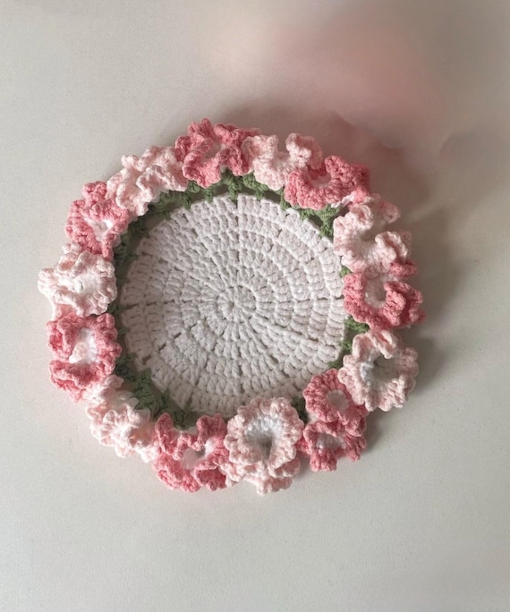 Pink Flower Coaster Crochet Pattern (digital Download, English