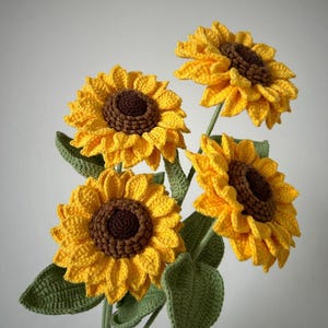 Super SONNENBLUME Blumenstrauß Muster. Blume gehäkelt PDF.