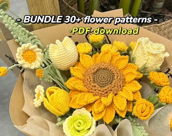 Flower Bouquet Crochet Pattern BUNDLE: 30+ floral Designs (PDF Pattern)