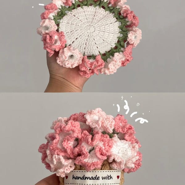 Set di sottobicchieri con fiori di garofano – Schema per sottobicchieri all'uncinetto (download digitale, termini in inglese e USA) decorazione per la casa