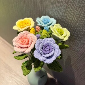 Bouquet de fleurs au crochet, motif P - Cadeau pour maman au crochet 11 en 1 Débutant intermédiaire - Instructions faciles, étape par étape, PDF imprimable image 8