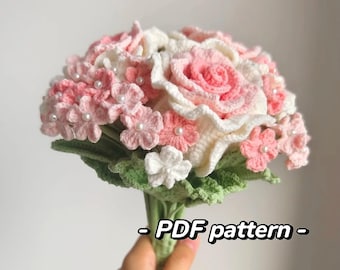 Crochet Wedding Bouquet Pattern: Thai Rose & Daisy (PDF Pattern)
