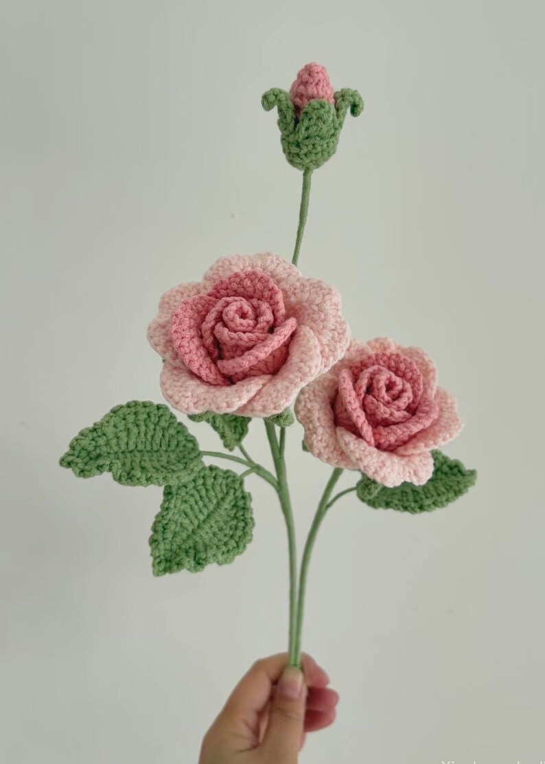 Bouquet de fleurs au crochet, motif P - Cadeau pour maman au crochet 11 en 1 Débutant intermédiaire - Instructions faciles, étape par étape, PDF imprimable image 7