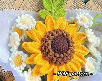3 in 1 super SONNENBLUME Muster. Blume gehäkelt PDF.