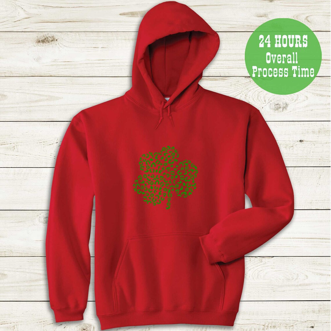 St Patrick's Day Hoodie Leopard Shamrock Sweatshirt St | Etsy