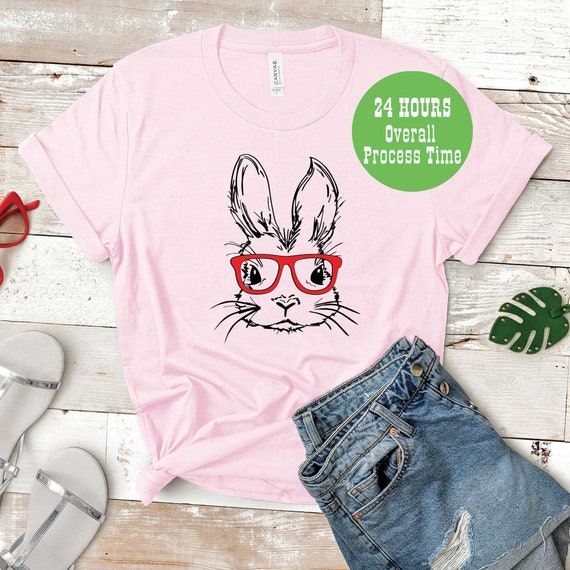 Womens Cute Easter Bunny Rabbit Pink Glasses Hipster Tshirt Womens Cute Easter Bunny Rabbit Pink Glasses Hipster Tshirt