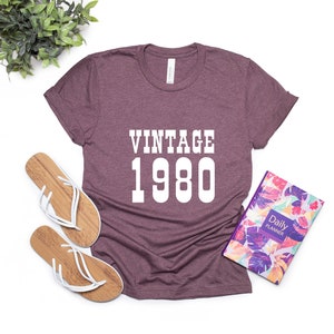 Vintage 1980 Tshirt, 40th birthday gifts, 40th birthday, this is 40, Birthday Gifts For Women & Men, 30th, 35th, 40th, 45th, 50th, 55th