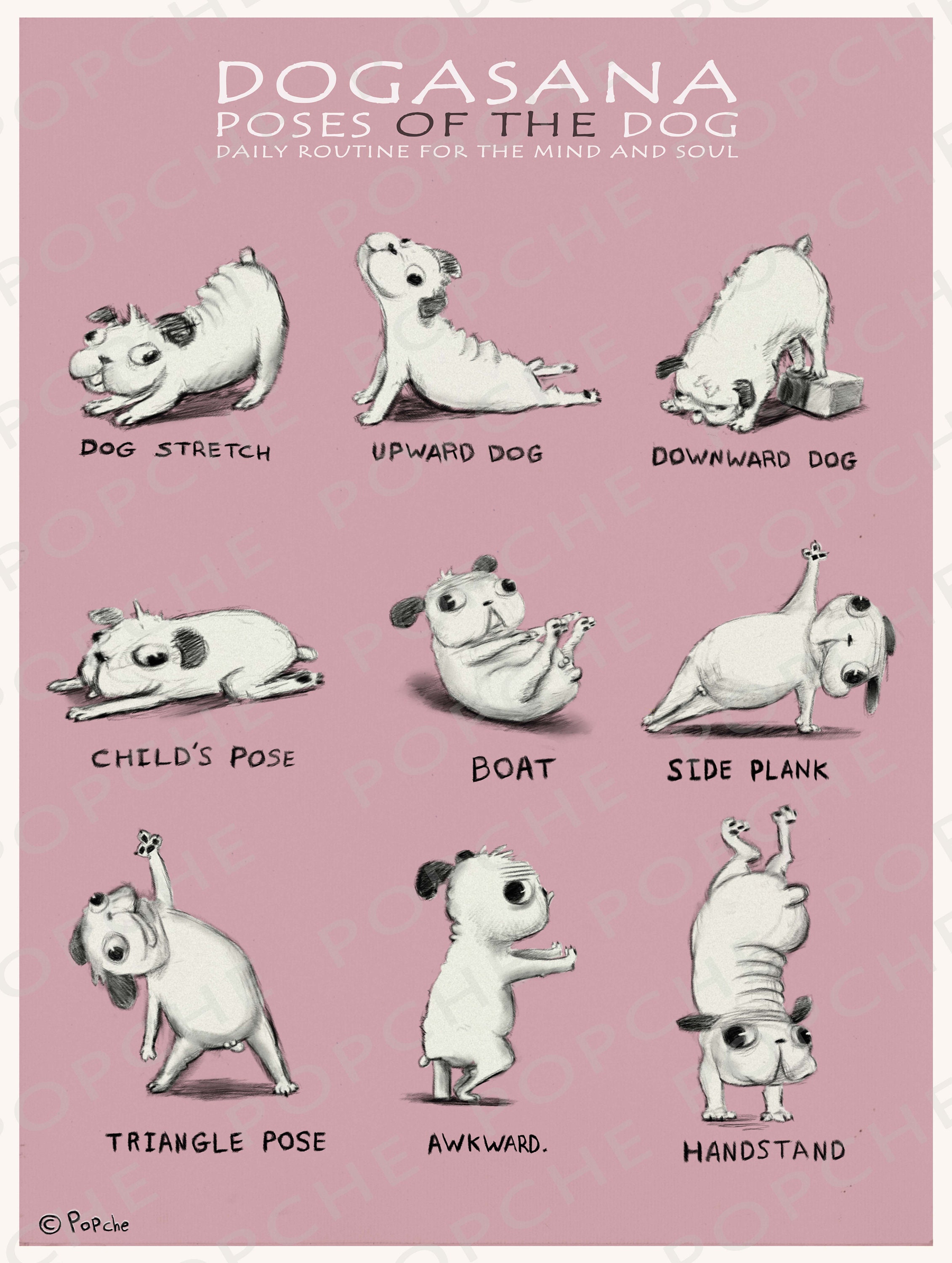 Yoga Dog Poses Poster Animal Yoga Wall Art Printable Digital - Etsy UK