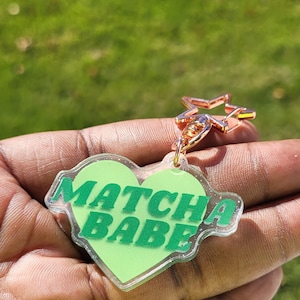Matcha Babe Glitter Acrylic Keychain
