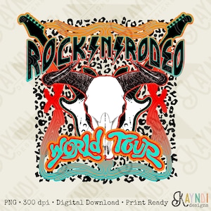 Rock N Rodeo World Tour Sublimation Design PNG Digital Download Printable