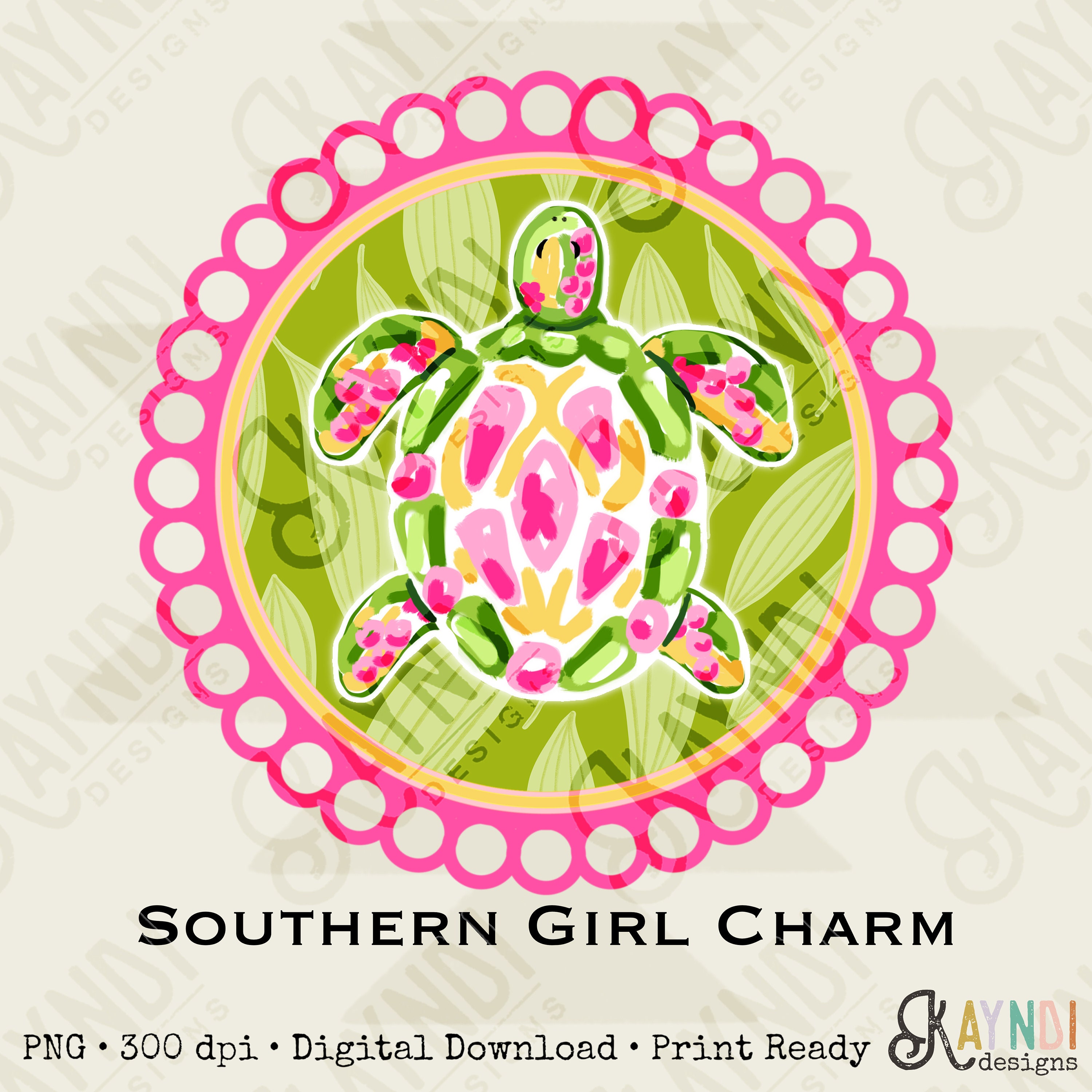 Cute Hand Painted Preppy Sea Turtle Pattern - Preppy - Sticker