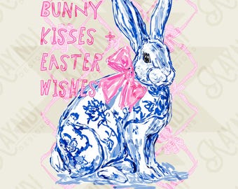 Hase Küsse Ostern Wünsche Sublimation Design PNG Digital Download Ostern Vintage