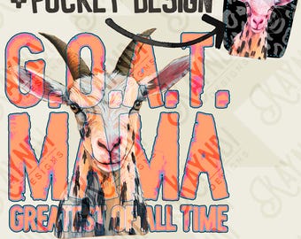 Goat Mama Sublimation Design PNG Digital Download Printable Pocket Design Farm Cheetah