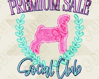 Premium Sale Social Club Ziegenleder Sublimationsdesign PNG Digital Download Pink Teal