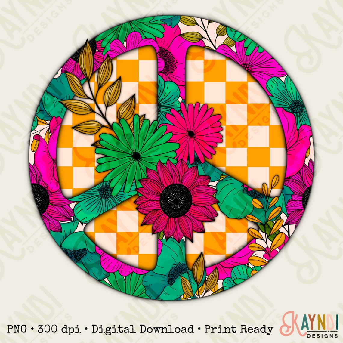 Peace Floral Sublimation Design PNG Digital Download Printable - Etsy