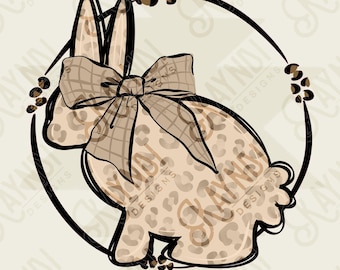 Léopard lapin rose beige sublimation Design PNG en téléchargement numérique imprimable mignon Pâques