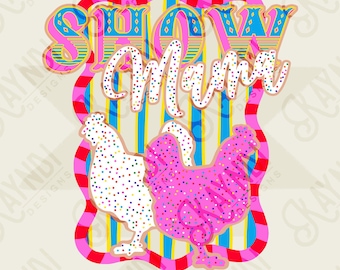 Zeigen Sie Mama Huhn Sublimationsdesign PNG Digital Download Rosa Streifen