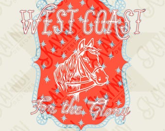 WEST COAST Red Sublimation Design PNG Digital Download Pferderuhm
