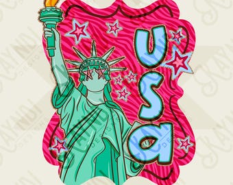 USA Statue of Liberty Design PNG Digital Download Sublimation DTF Print Ready
