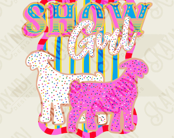 Zeigen Sie Mädchen Ziege Sublimation Design PNG Digital Download Rosa Streifen