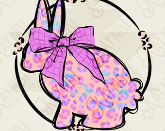 Lapin léopard rose violet sublimation Design PNG en téléchargement numérique imprimable mignon Pâques