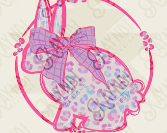 Lapin léopard violet rose sublimation Design PNG en téléchargement numérique imprimable mignon Pâques