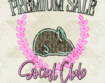 Premium Sale Social Club Kaninchen Camo Sublimationsdesign PNG Digital Download Pink Teal