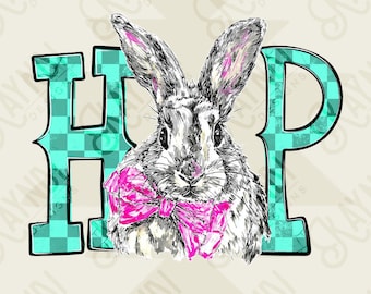 Hop Bunny Sublimationsentwurf PNG Digital Download Ostern Checker Bogen