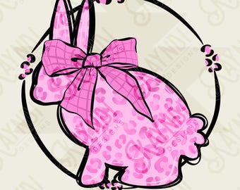 Lapin léopard rose sublimation Design PNG en téléchargement numérique imprimable mignon Pâques