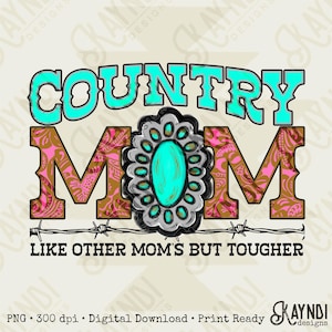 Country Mom Sublimation Design PNG Digital Download Printable