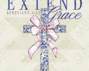 erweiterte Gnade Sublimation Design PNG Digital Download Epheser 4:32 Glaube Kreuz