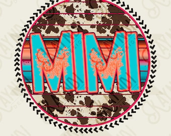 Mimi Leopard Serape Sublimation Design PNG Digital Download Printable Leopard Mothers Day Mama Mini Cheetah Mom Momma Western Cow Print
