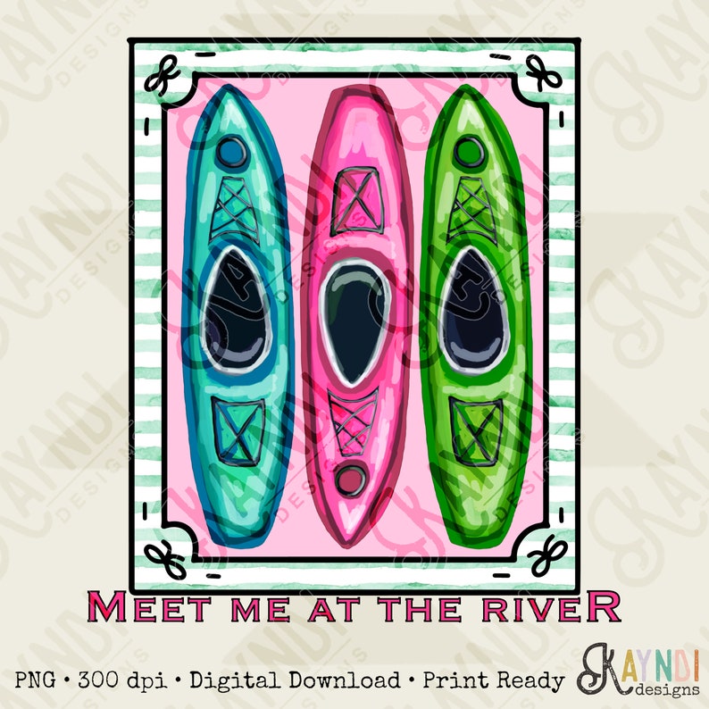 Southern Girl Charm Take Me To The River Kayak Sublimation Design PNG Digital Download Printable Southern Preppy Summer Girly Prep Preppy image 1