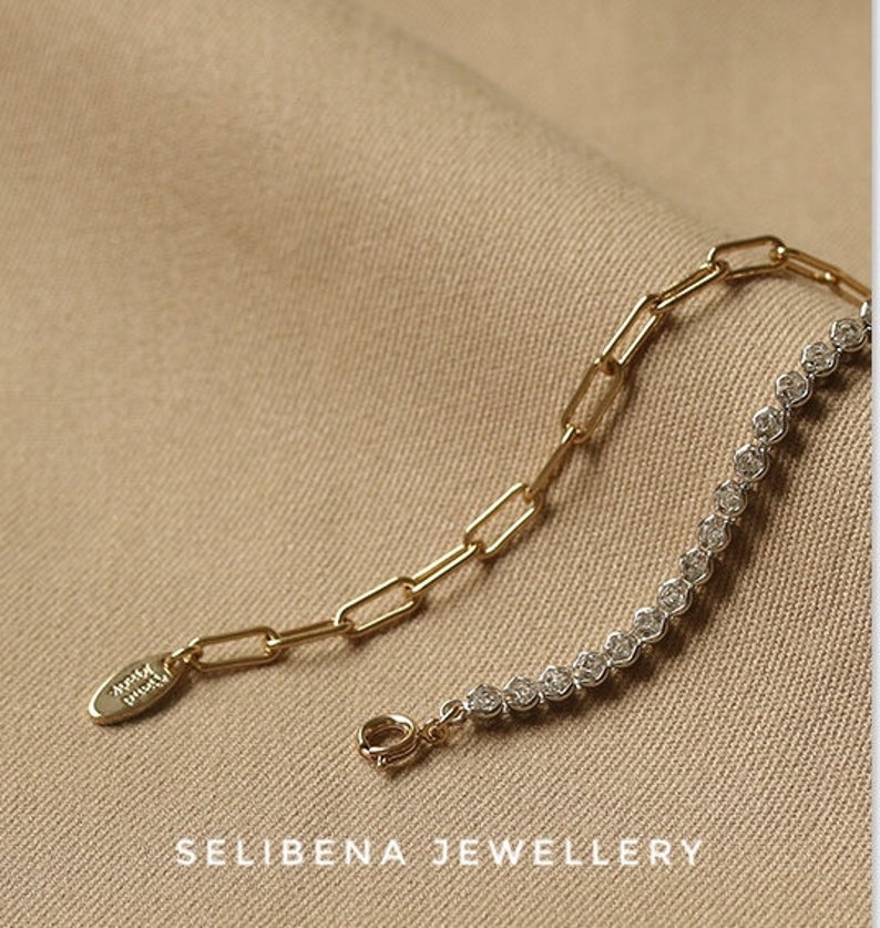 SELIBENA JEWELLERY 18k White Gold Diamond Chain Bracelet