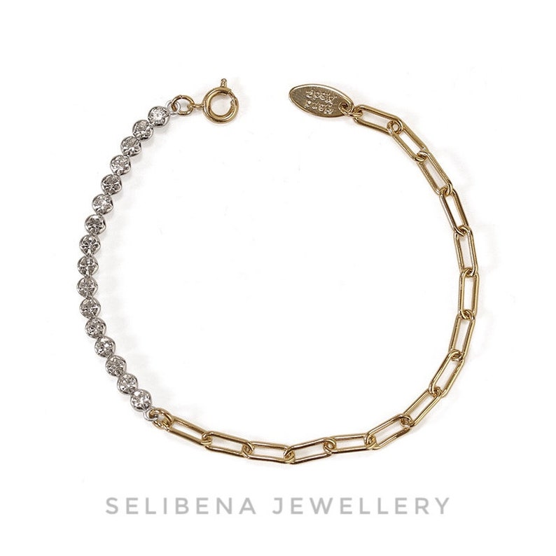 SELIBENA JEWELLERY 18k White Gold Diamond Chain Bracelet