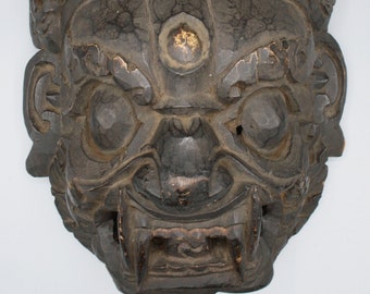 Tibetan Mahakala Wooden Mask / Tibet - Himalaya / Ethnic Art