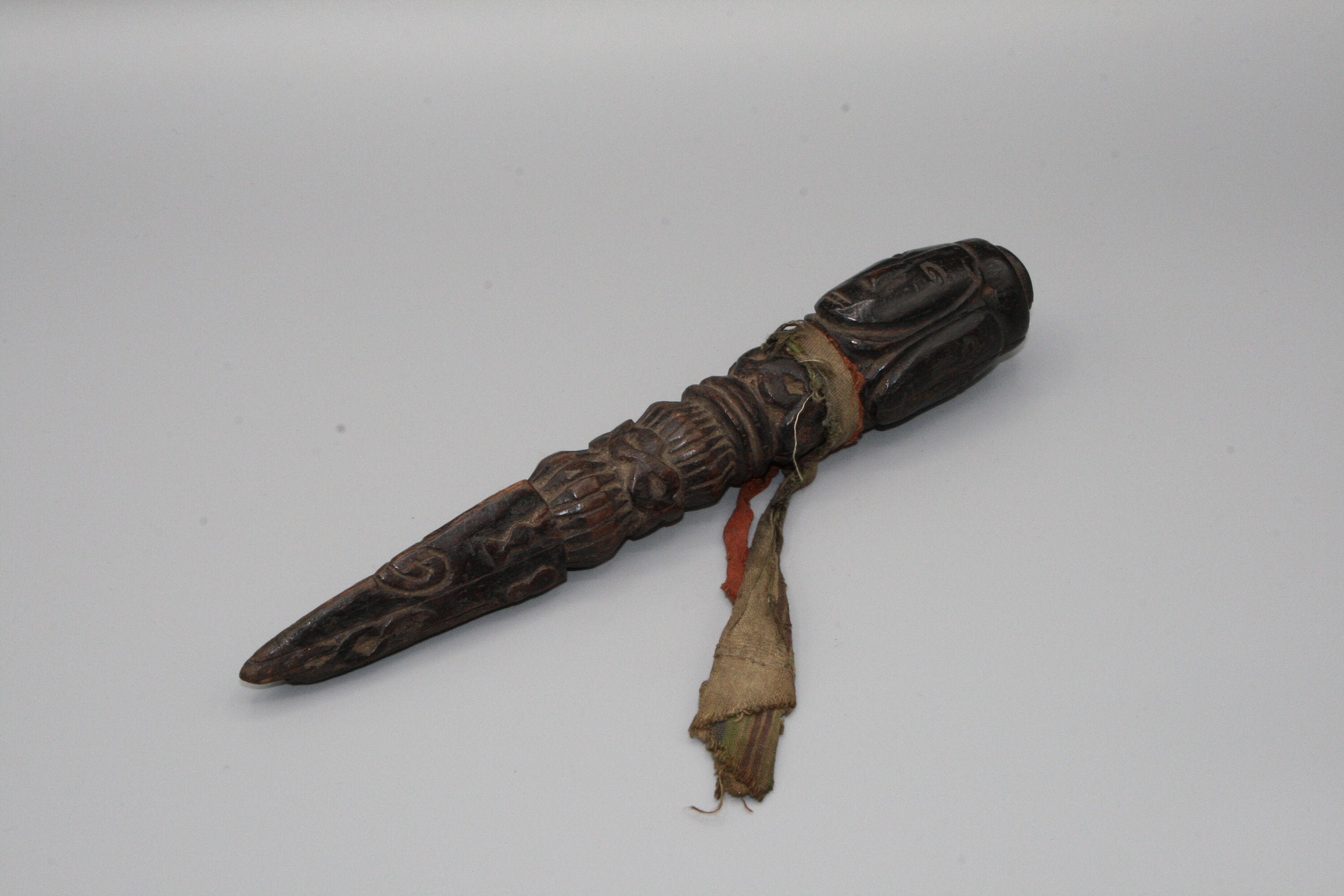 Phurba/Dague Rituelle en Bois Vajra - Dorjé Nepal Himalaya Ethnic Art