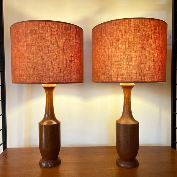Vintage 1960's Danish Teak Table Lamps "TWINS" (Price Per Lamp)