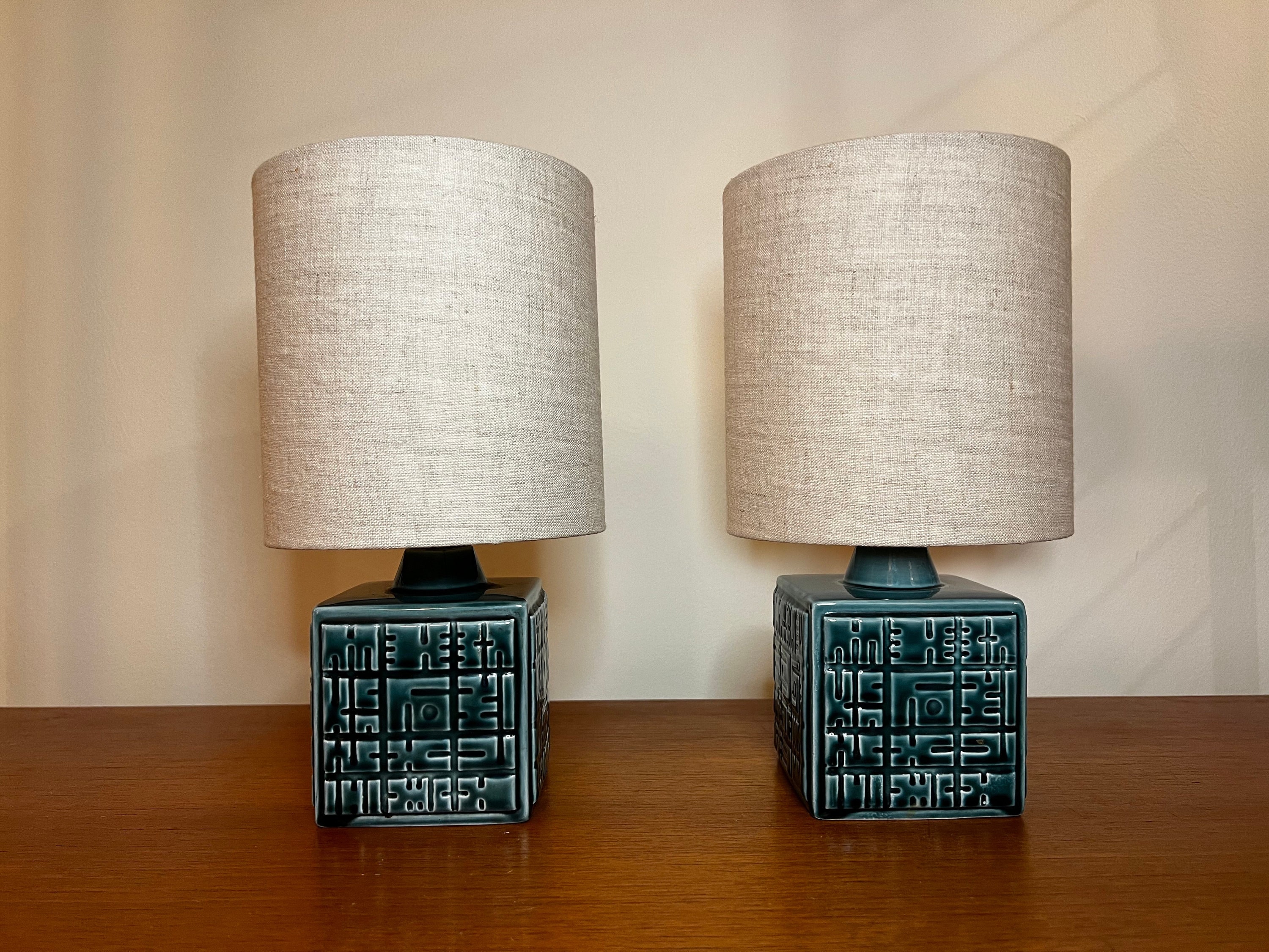 Vintage 1964 Poole Pottery By Robert Jefferson Table Lamps HELIOS