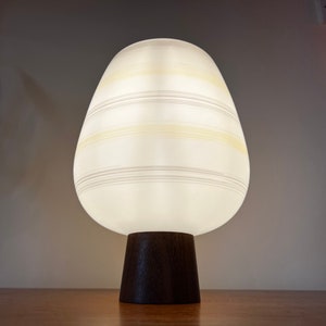 Vintage 1960&#39;s Glass & Teak Table Lamp &quot;URN&quot;
