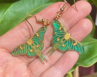 Luna Moth Earrings, Smaller Version