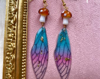 Butterfly/Fairy Wing Mushroom Earrings