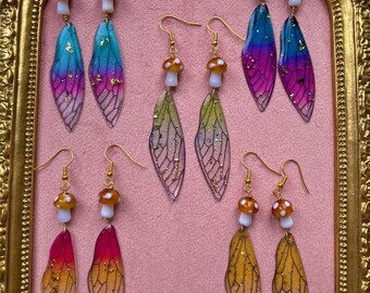 Butterfly/Fairy Wing Mushroom Earrings